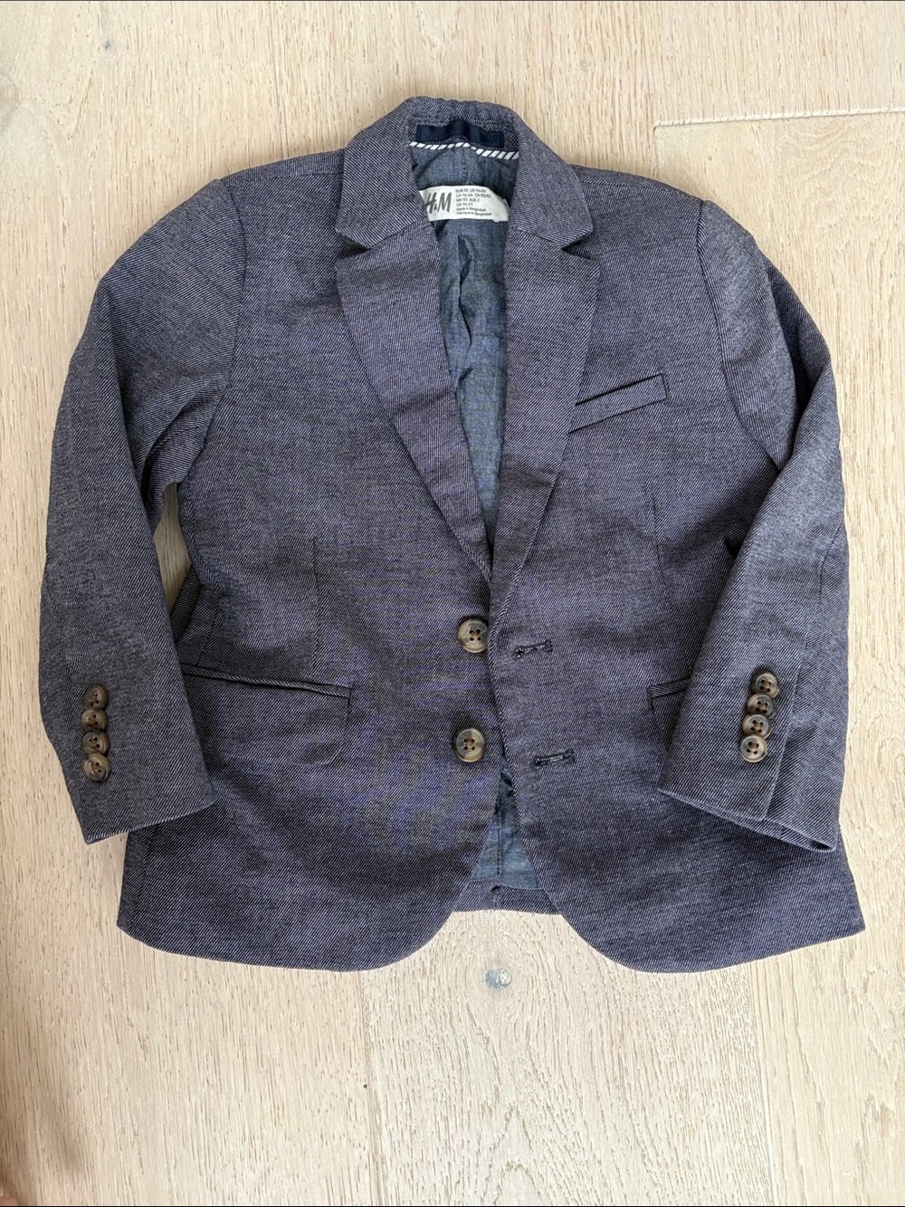 H&M Boys' Heathered Navy Blazer with Notch Lapel